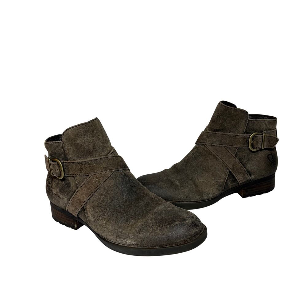 Born Boots Trinculo Ankle Zip Brown Distressed Leather Boho Buckle Casual 9M